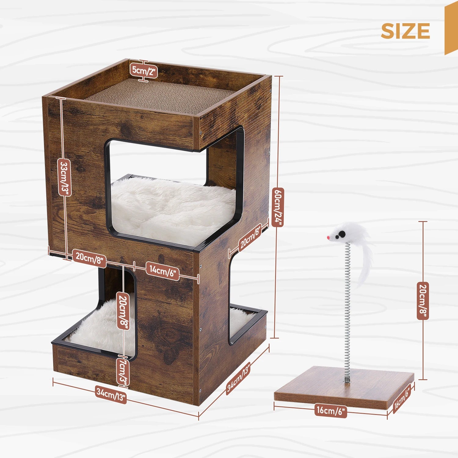 Modern Wood Cat Condo House Bed