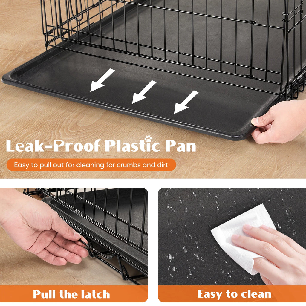 48 In Double Door Folding Metal Dog Cage