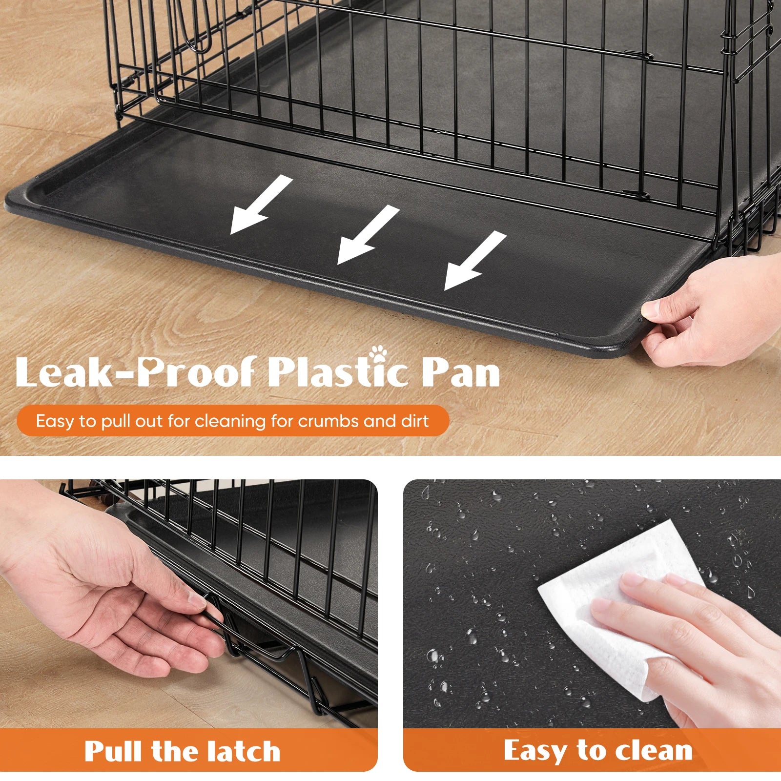 48 In Double Door Folding Metal Dog Cage