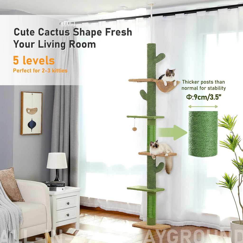 5-Tier Floor to Ceiling Cactus Cat Tower