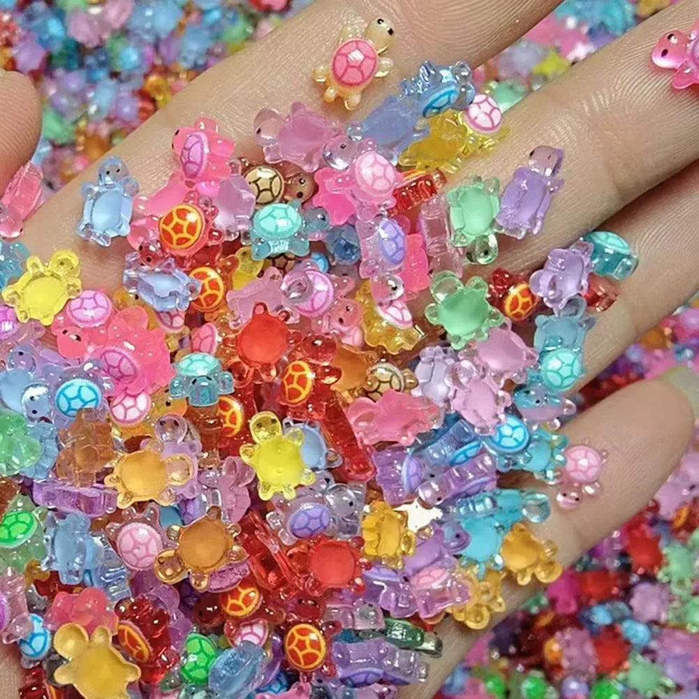 100Pcs Mini Resin Turtles Night Glow Figurines