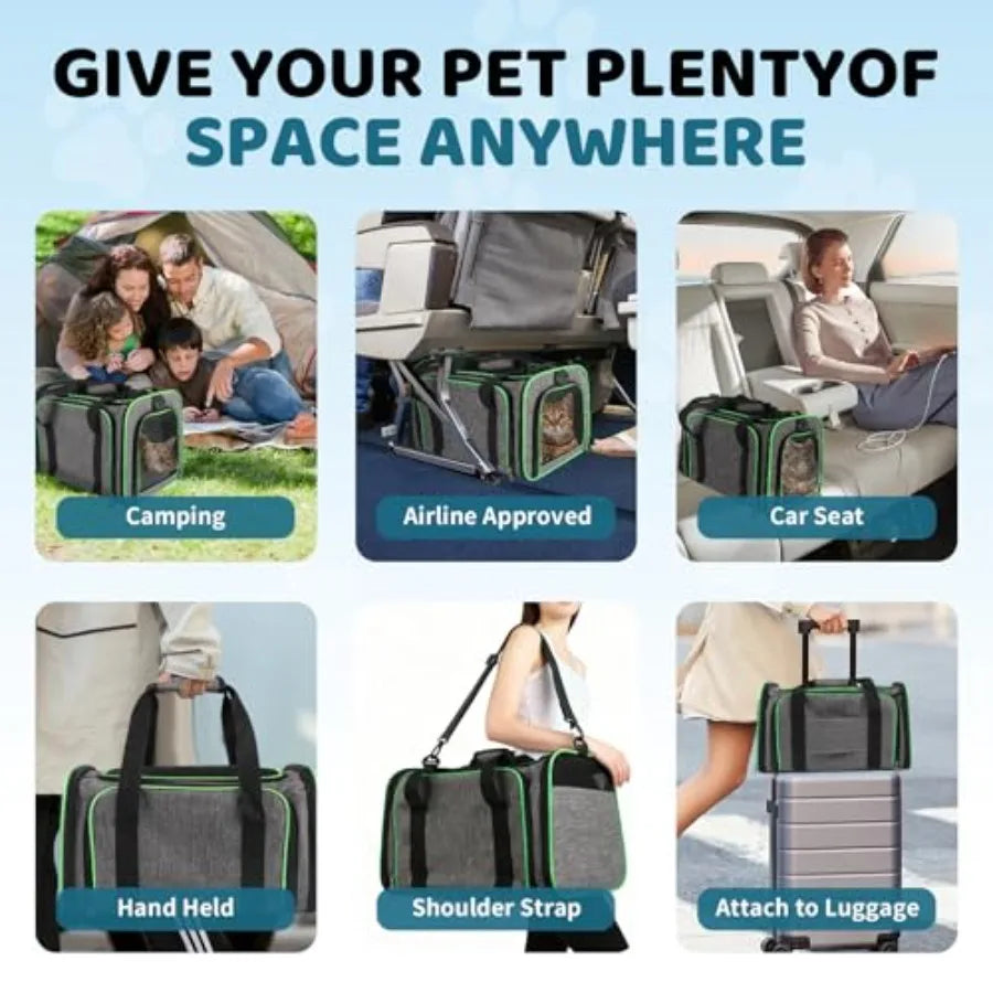 Airline Approved Pet Carrier Expandable Travel Bag