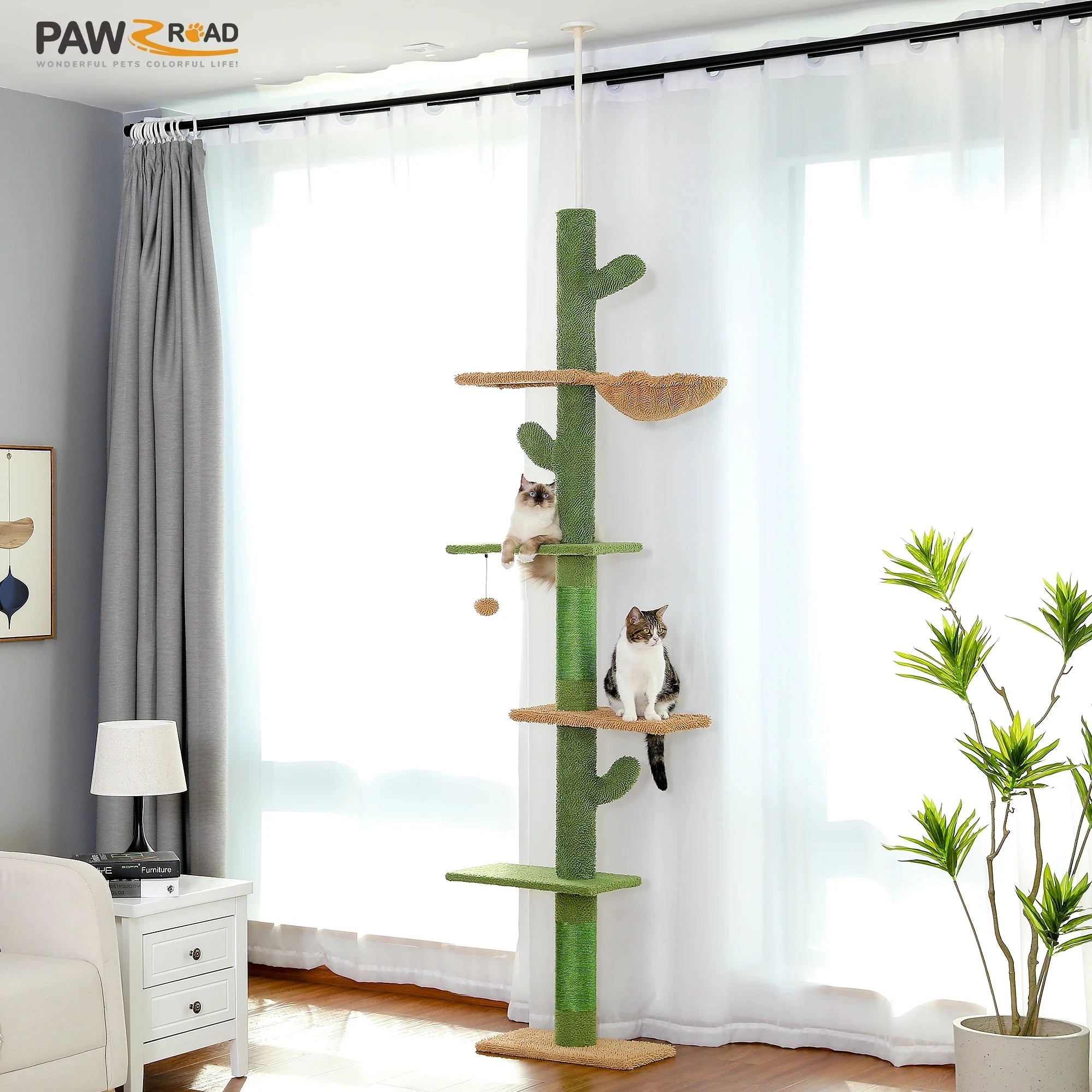 5-Tier Floor to Ceiling Cactus Cat Tower