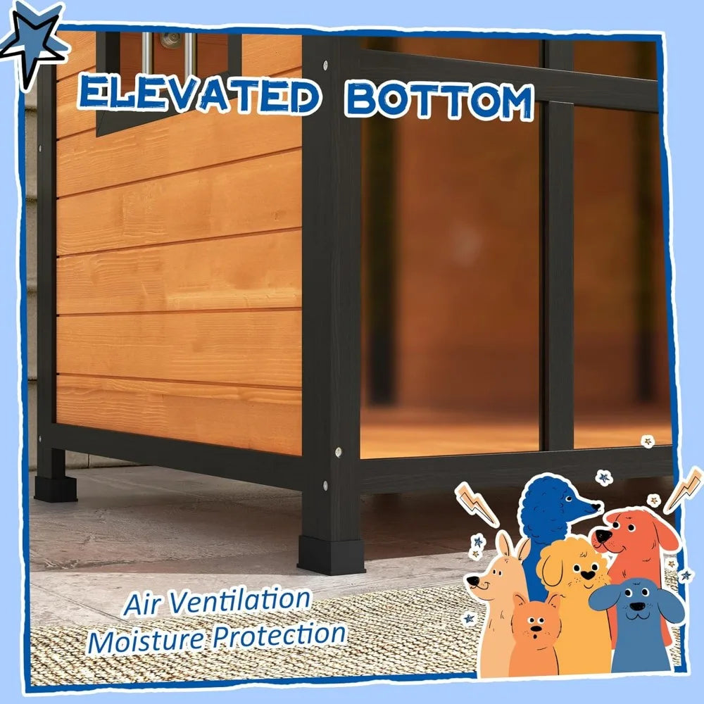Outside Cabin-Style Wooden Dog House