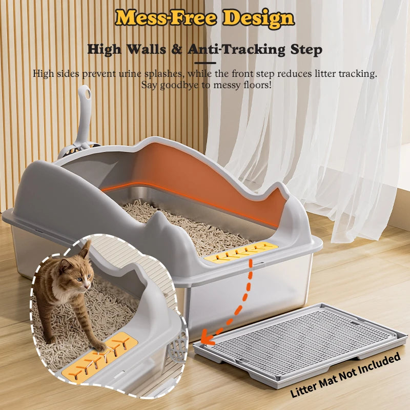 Stainless Steel Cat Litter Box With Lid