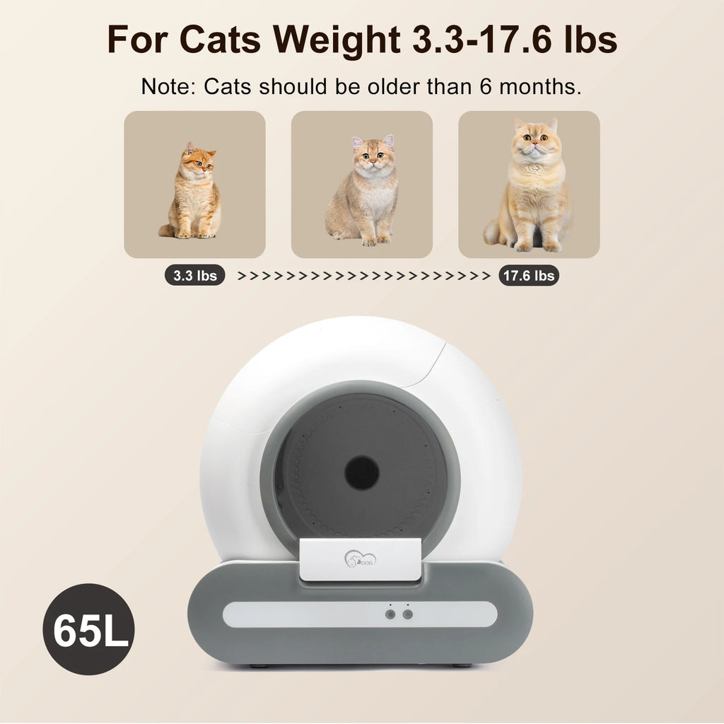 65L Self-Cleaning Cat Litter Box App Control