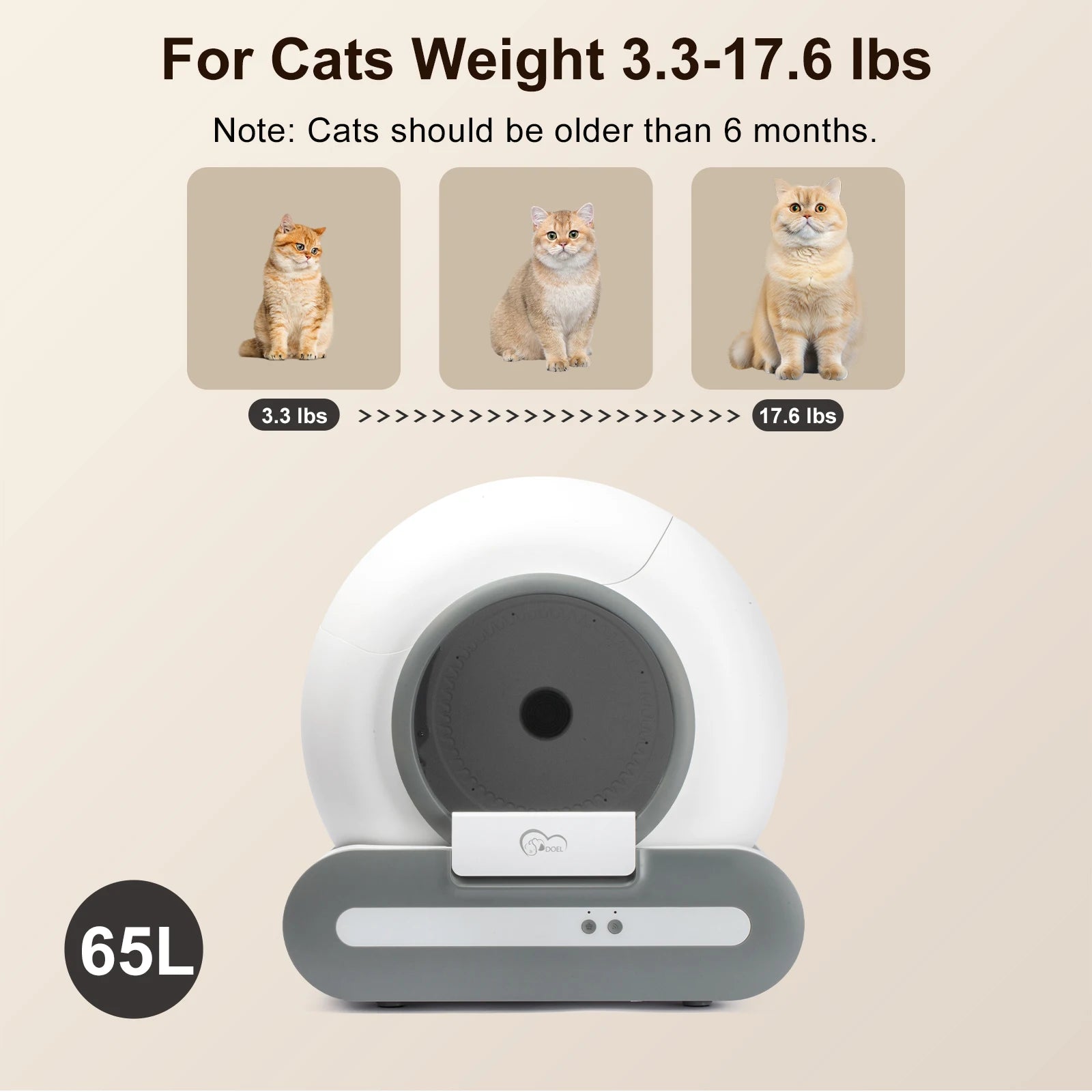65L Self-Cleaning Cat Litter Box App Control