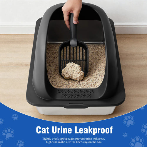24IN Stainless Steel Cat Litter Box with Lid