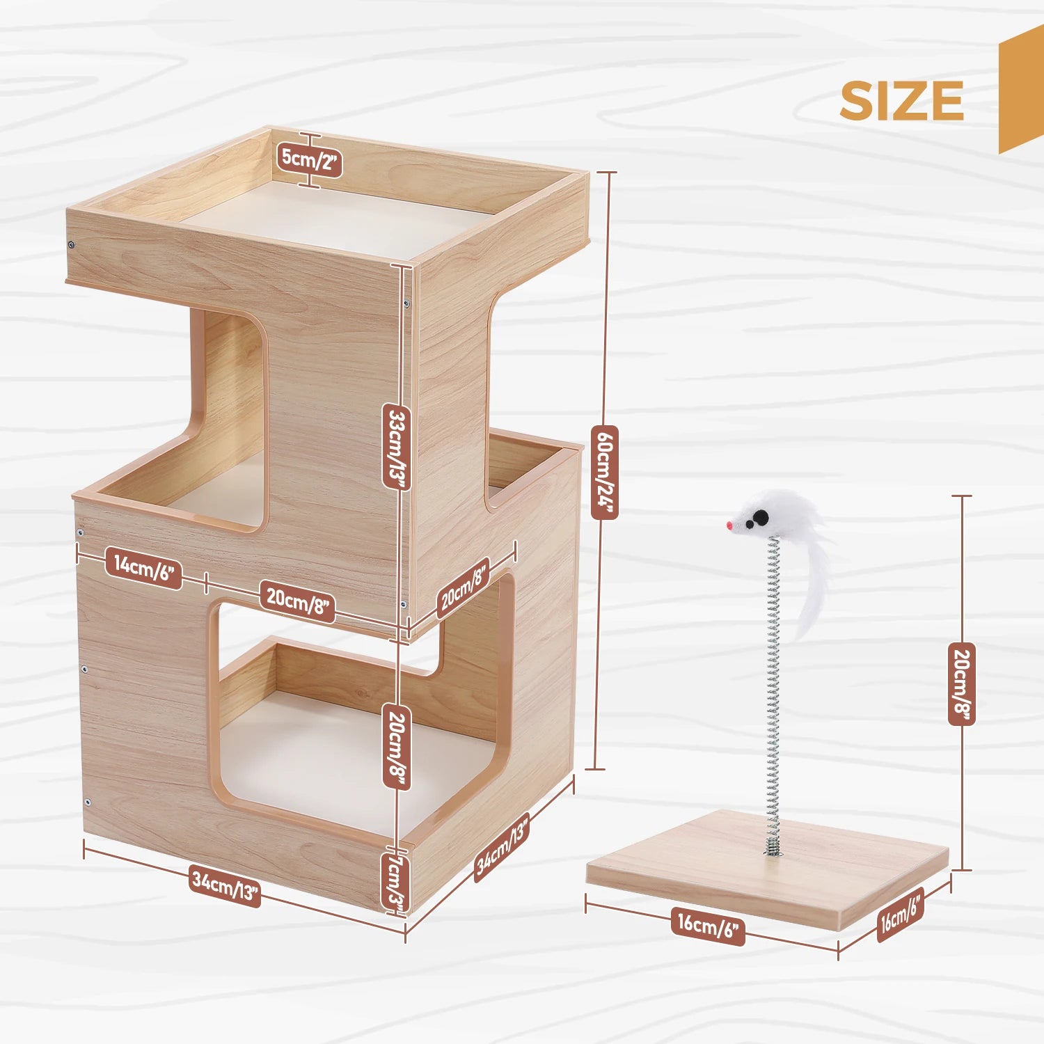 Modern Wood Cat Condo House Bed