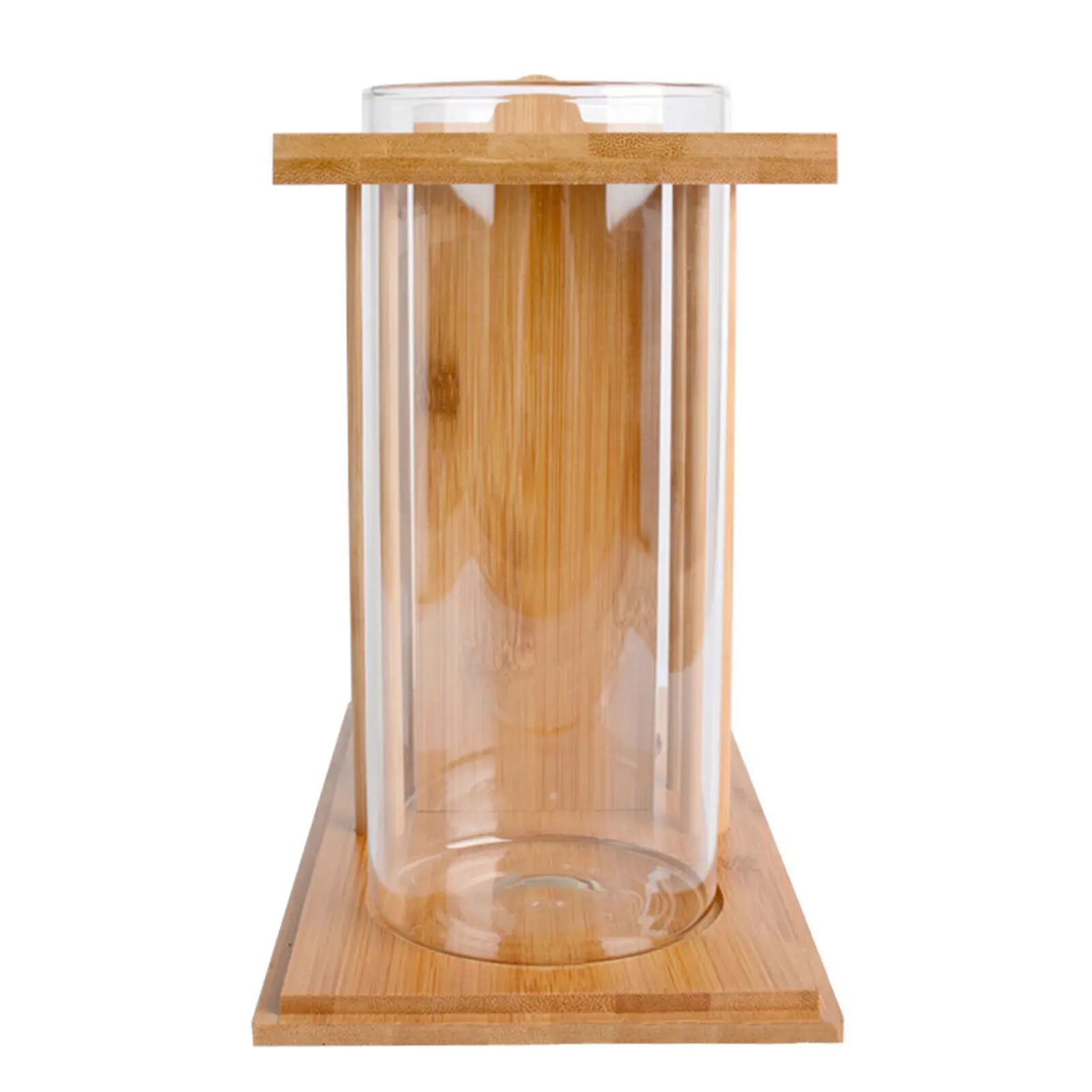 Dual Glass Betta Fish Tank with LED Light Bamboo Base