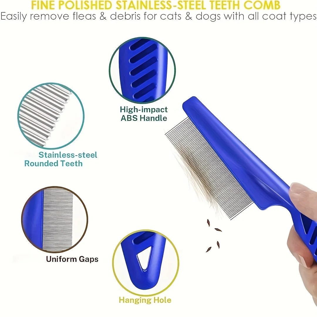 4 Pack Flea and Lice Pet Grooming Combs