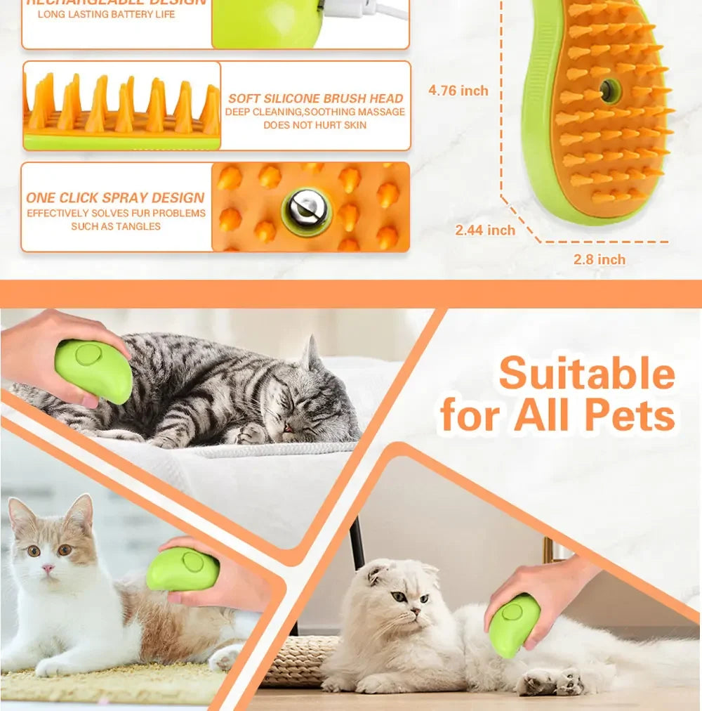 Cat Dog Steam Brush Electric Sprayer for Massage Grooming