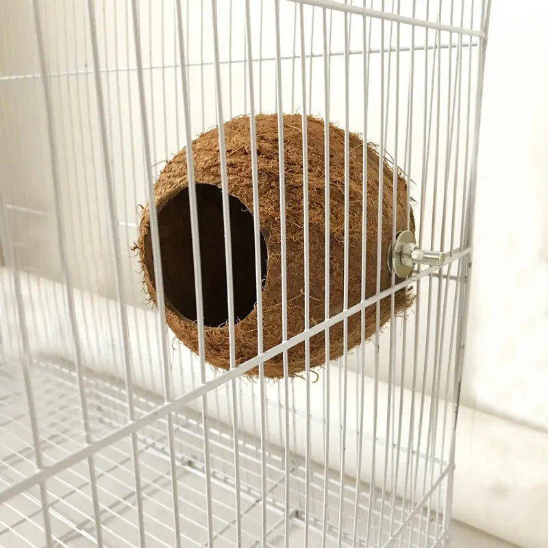 Natural Coconut Hideaway for Pet Birds