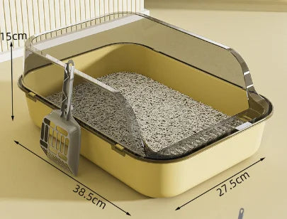Semi-Enclosed Cat Litter Box with Splashproof High Sides