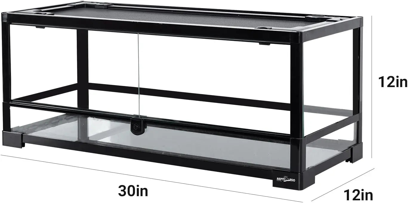 20 Gallon Front Opening Glass Reptile Terrarium 30x12x12 In