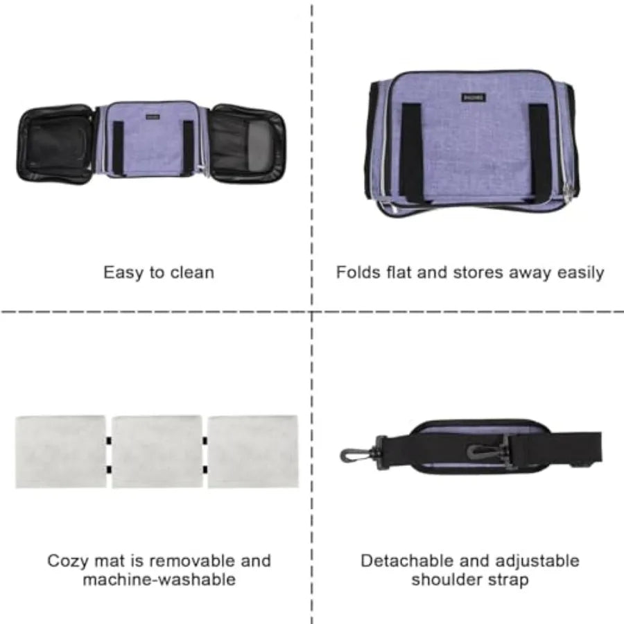 Pet Dog Cat Expandable Carrier Bag with Fleece Pad Airline Approved
