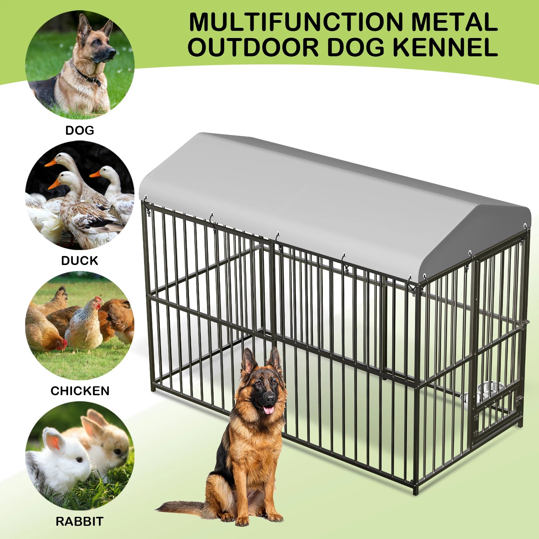 Heavy Duty Outdoor Dog Kennel with Roof