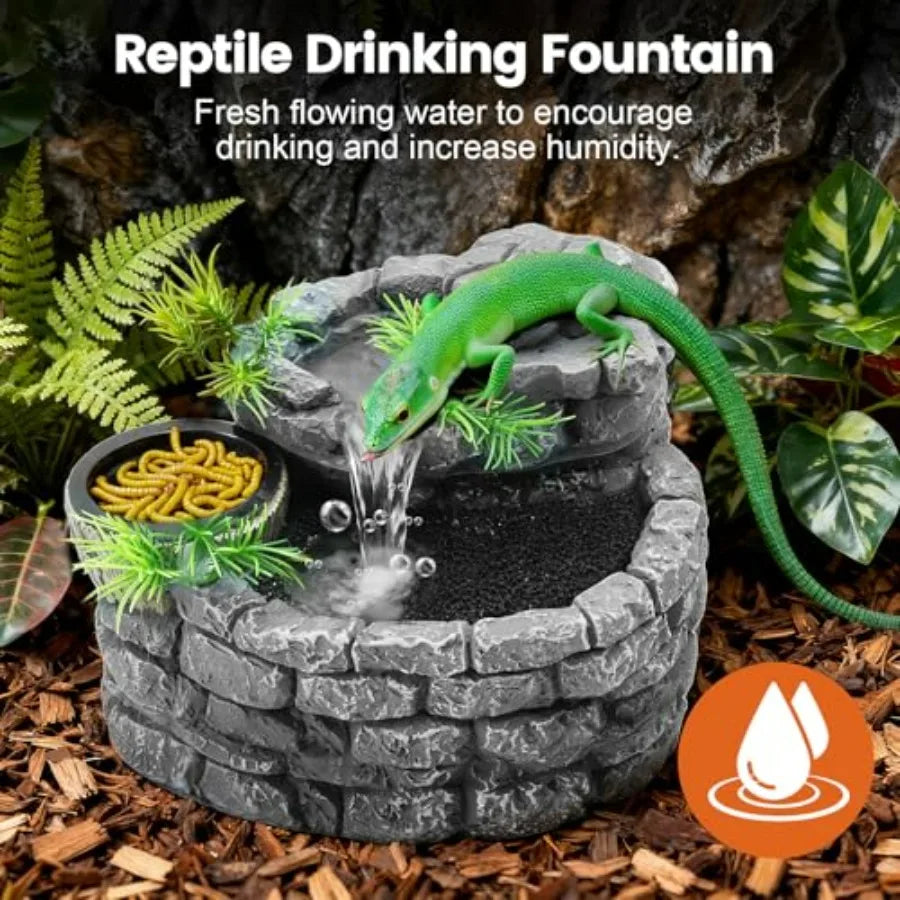 2 in 1 Reptile Water Fountain with Food Dish 550ML