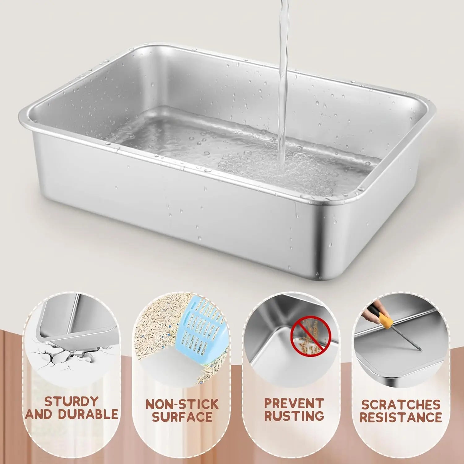 Stainless Steel Litter Box for Small Animals