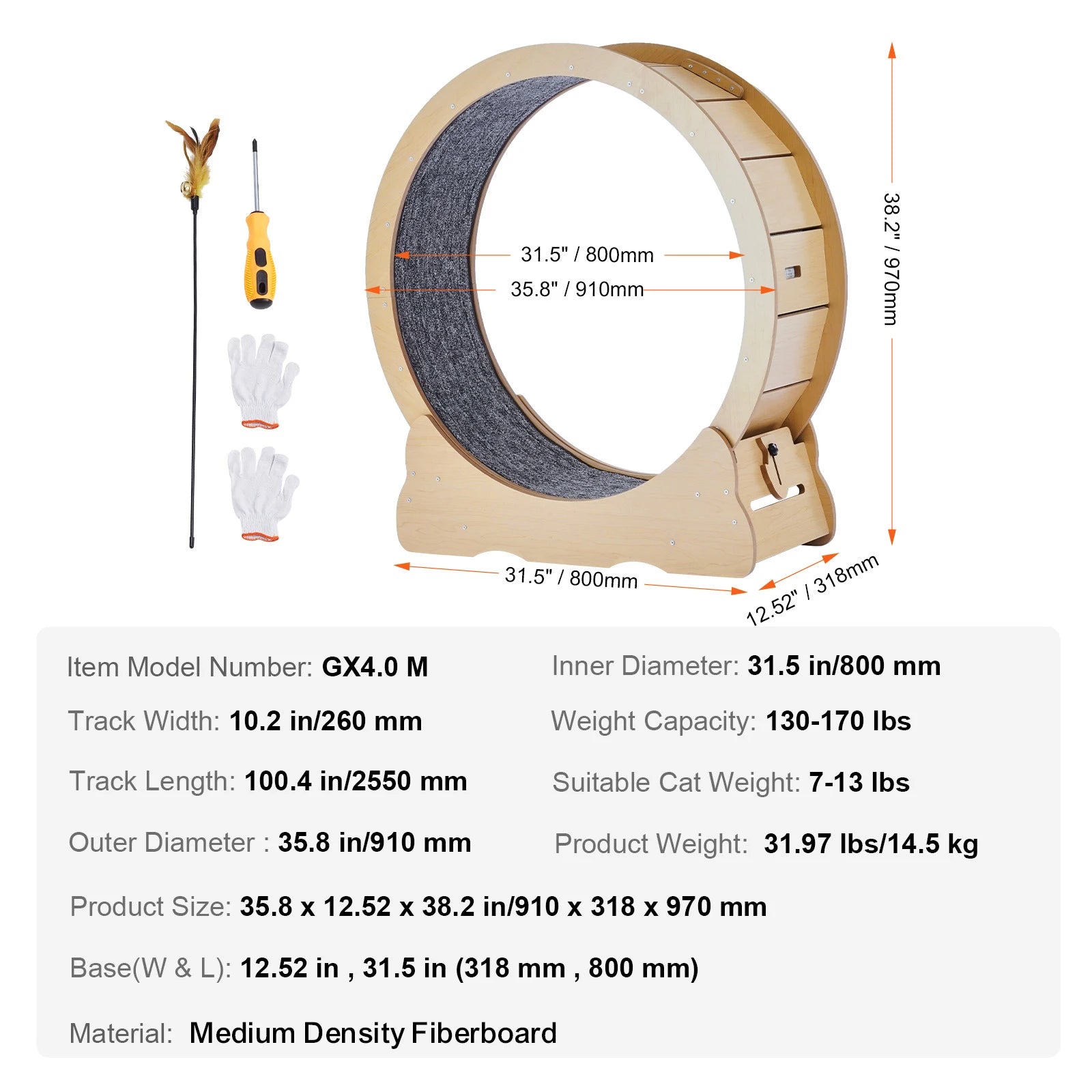 Wooden Exercise Wheel Large Cat Treadmill