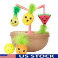 Wobbling Cat Fruit Bowl with 5 Interactive Catnip Toys