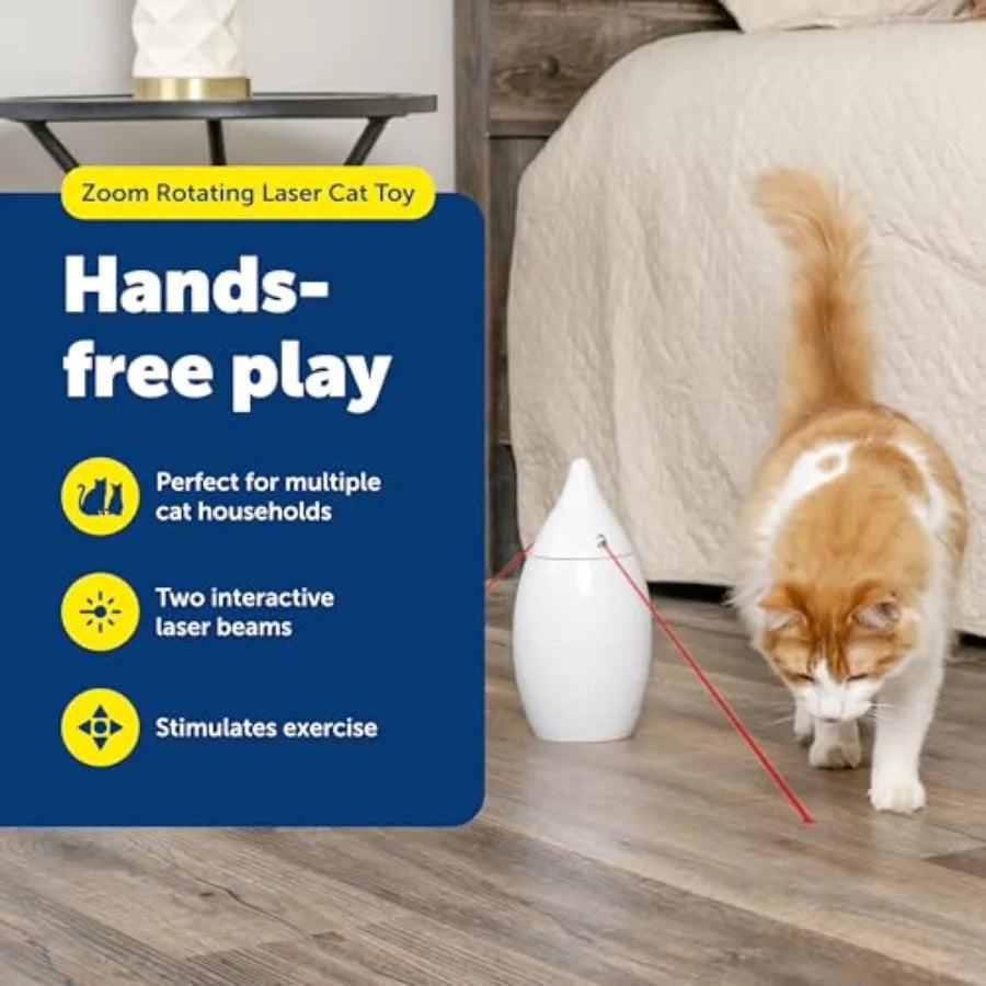 Zoom Rotating Red Laser Cat Toy with Dual Beams