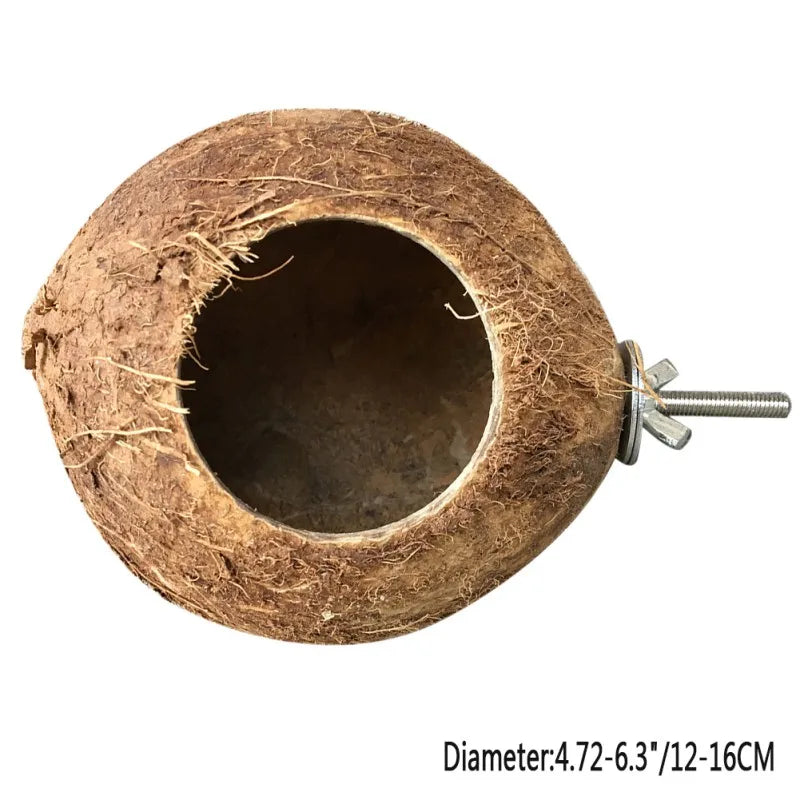 Natural Coconut Hideaway for Pet Birds