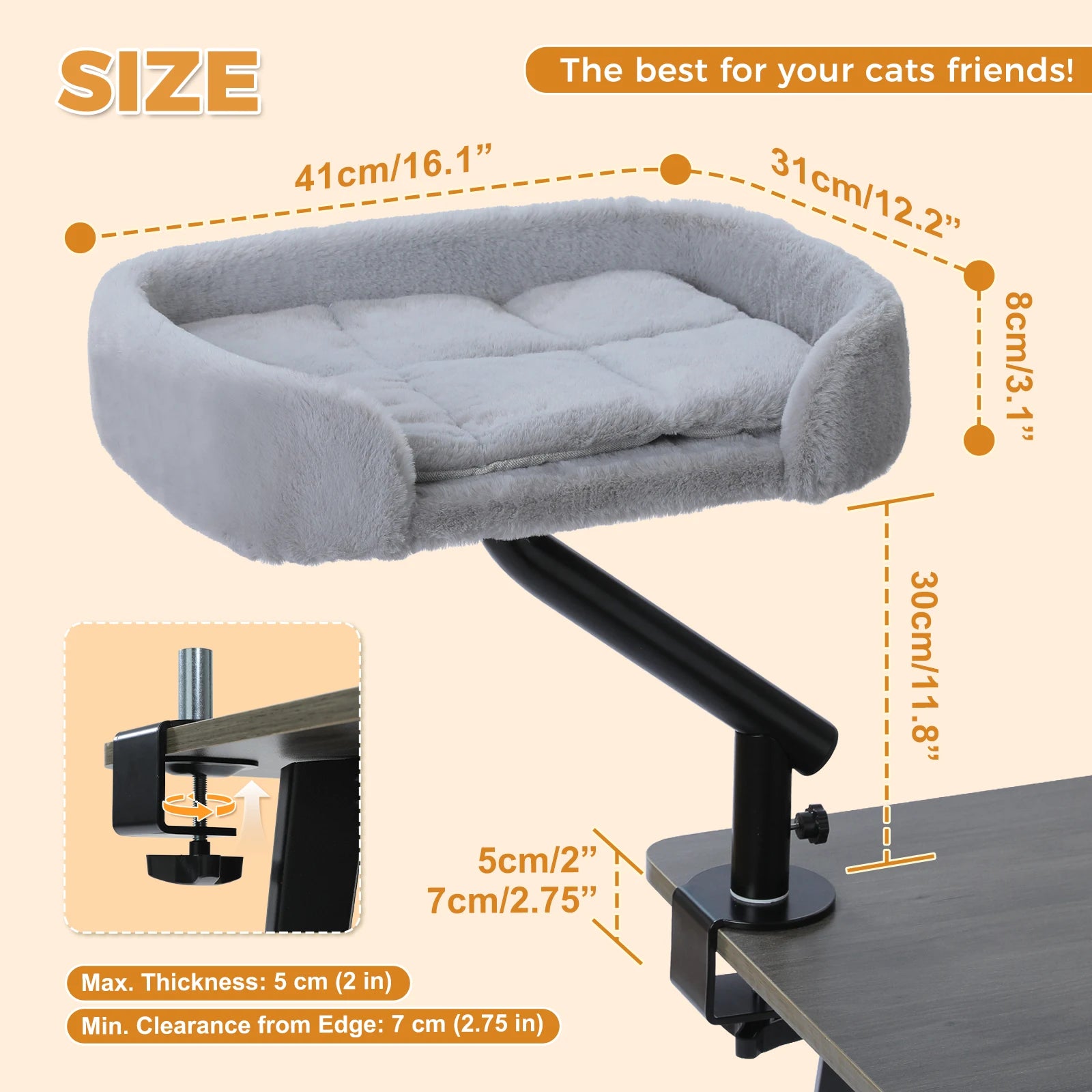 360° Rotatable Cat Bed and Stand for Desk
