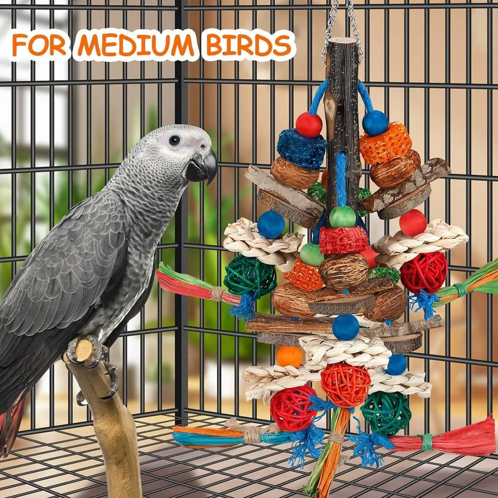 Natural Parrot Chewing Toy for Small to Medium Birds