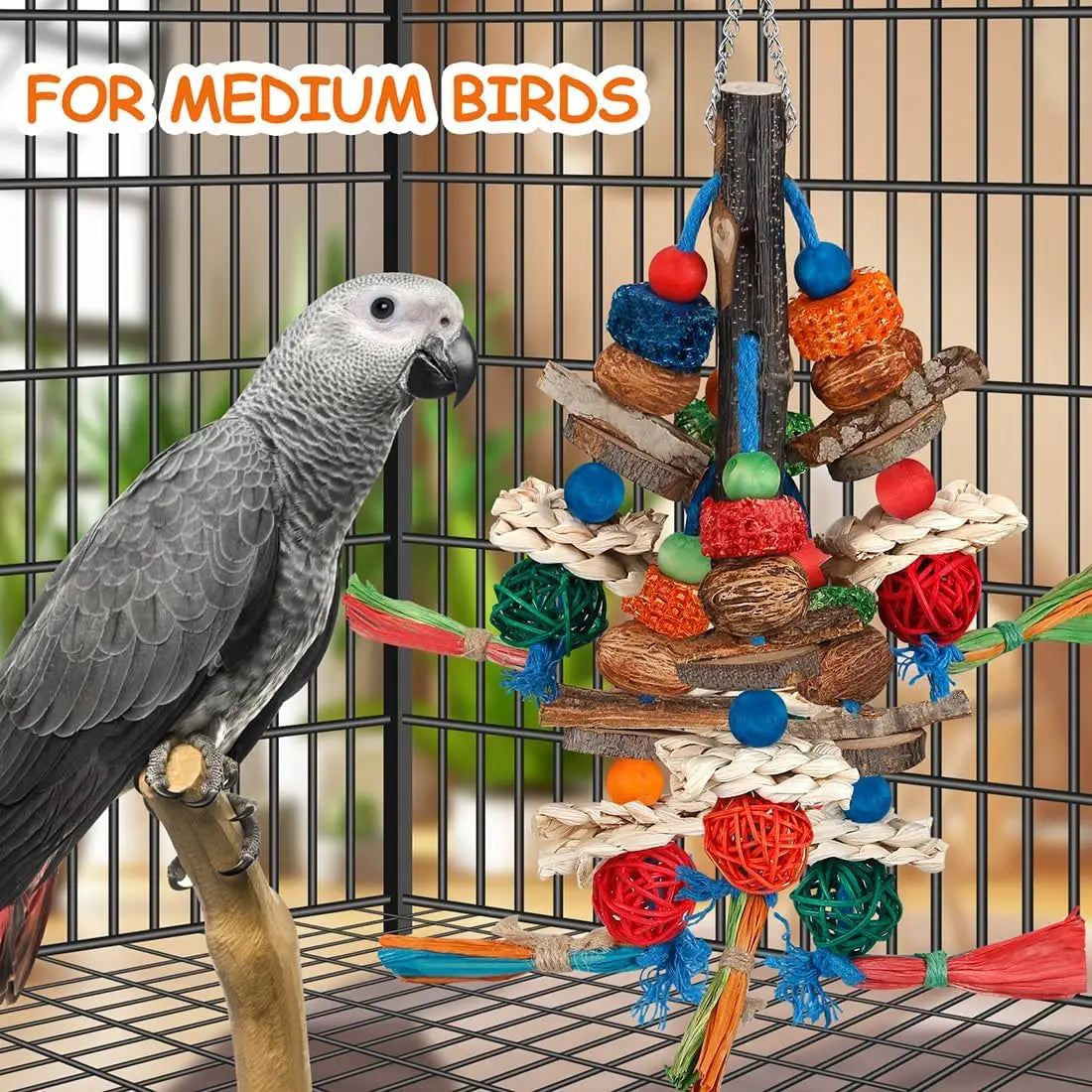 Natural Parrot Chewing Toy for Small to Medium Birds