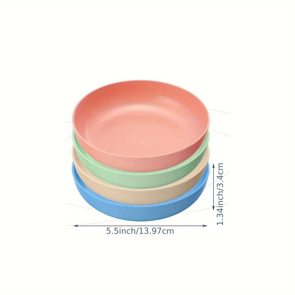 4pcs Shallow Colorful Cat Food and Water Bowls