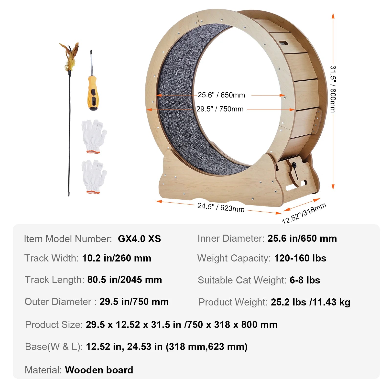 Wooden Exercise Wheel Large Cat Treadmill