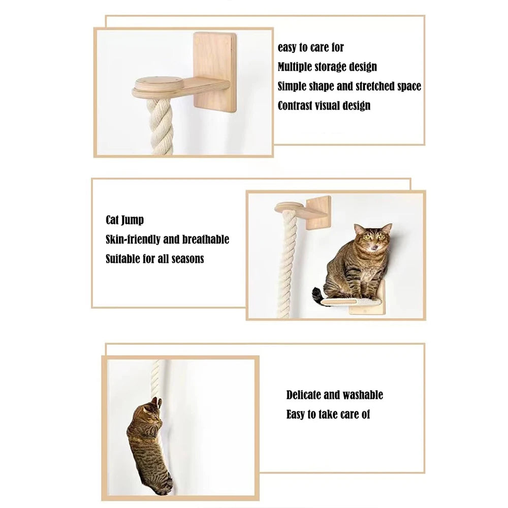 Cat Climbing Shelf and Rope Wall Mounted