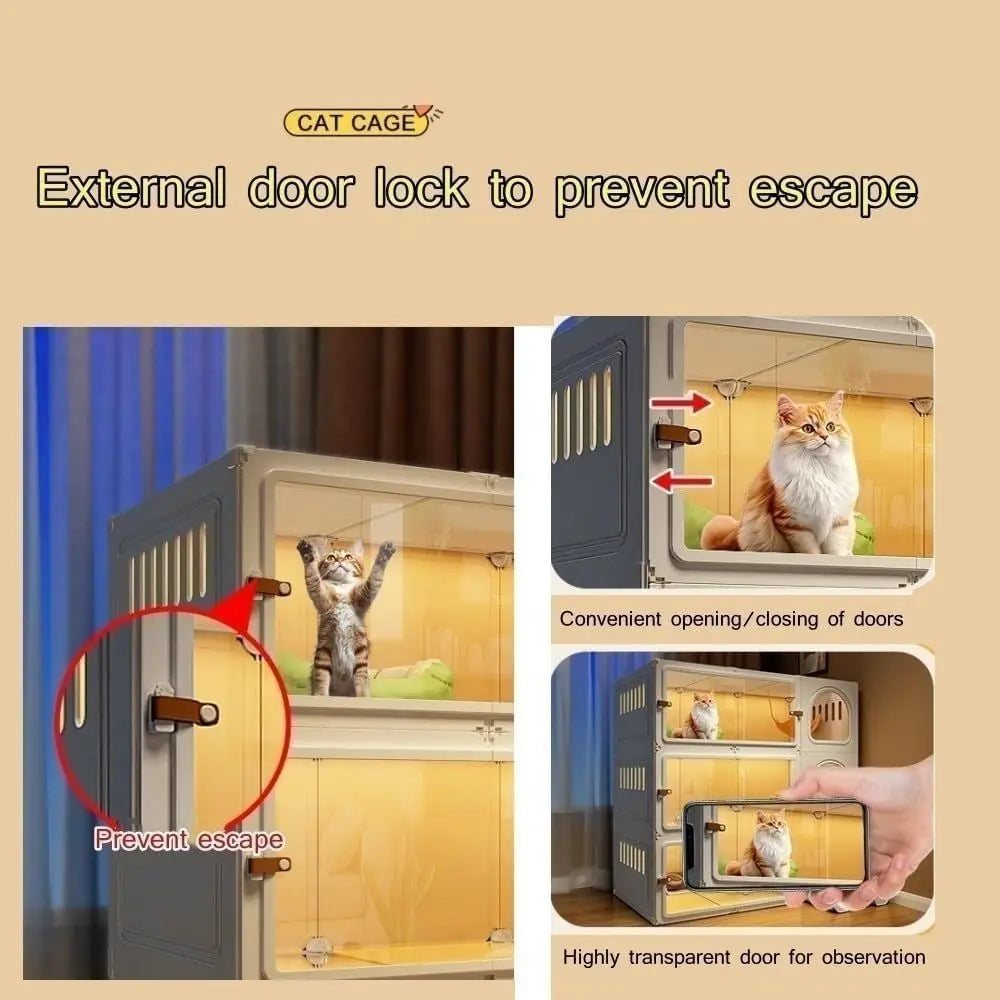 Large Cat Cage Indoor House with Litter Box