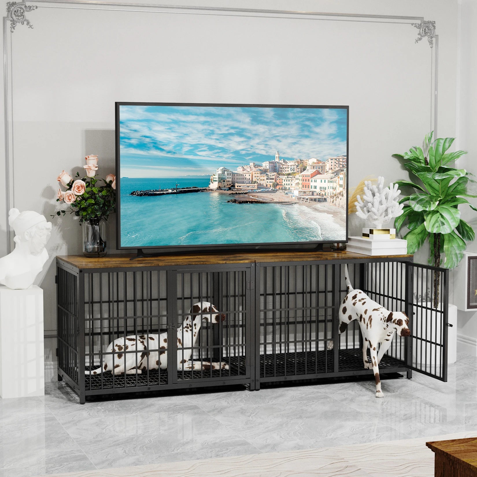 Furniture Style Dog Crate Kennel 3 Doors