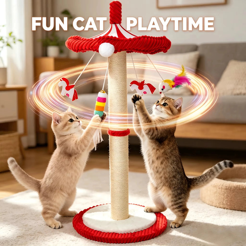 Rotating Interactive Cat Scratching Post