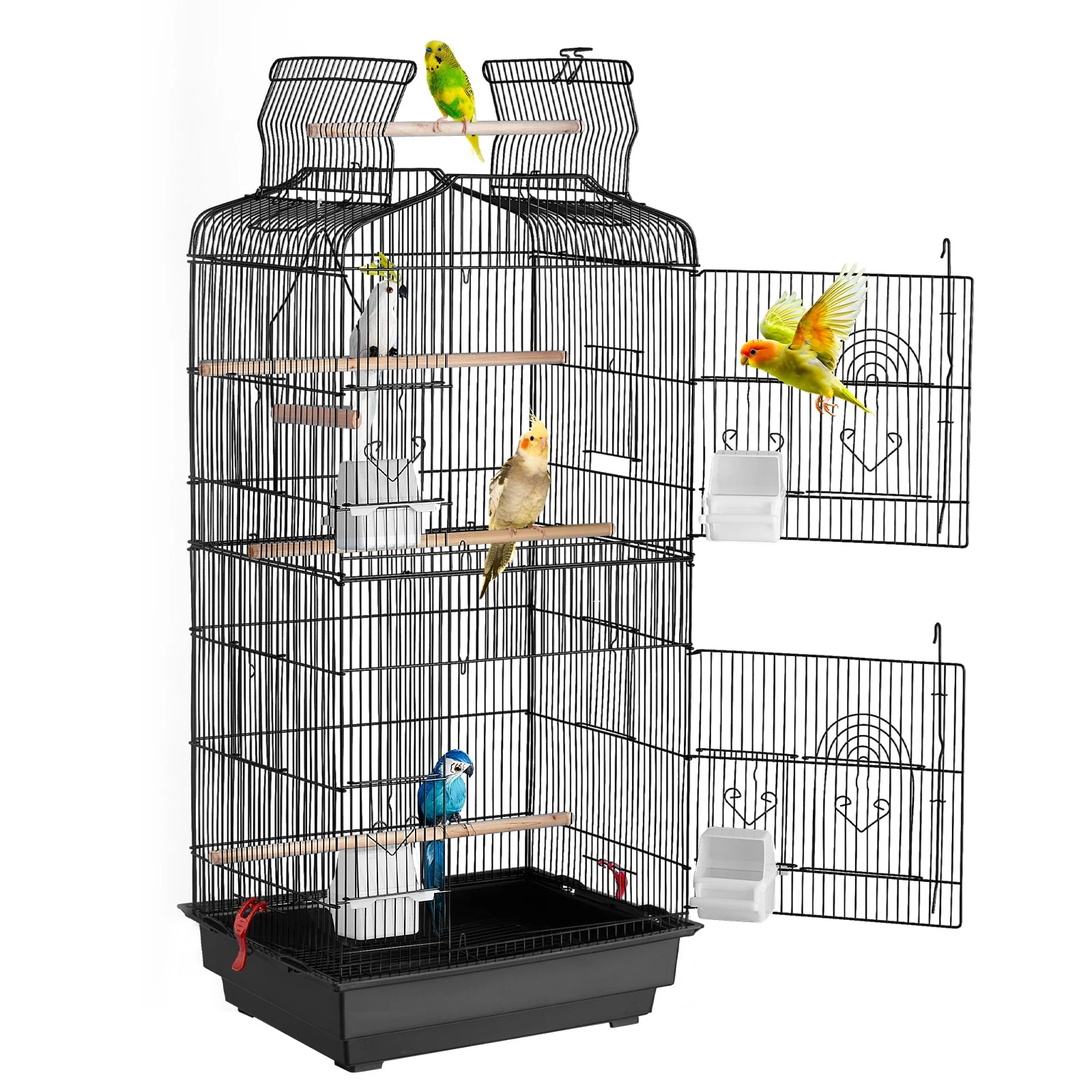 Double Door Large Bird Cage with Swing & Perch