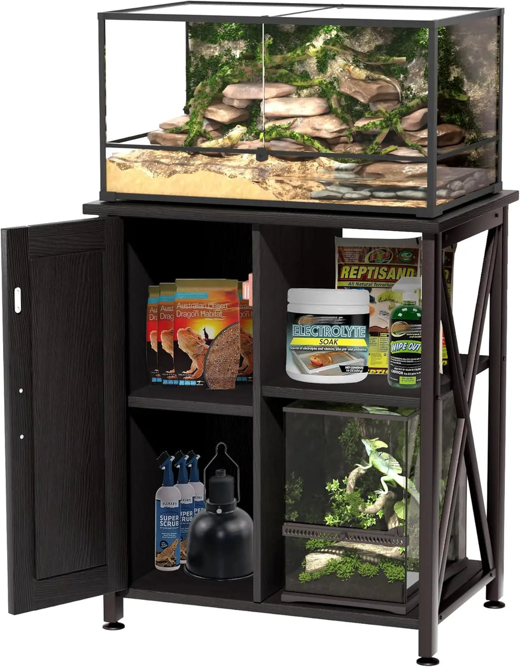 67 Gallon Reptile Tank with Stand & Storage Cabinet 24"x18"