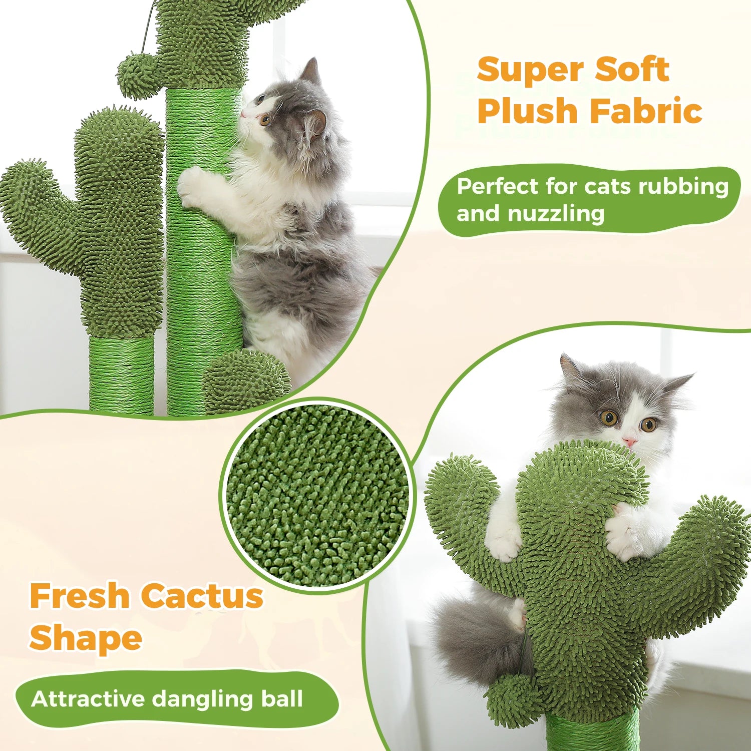 Cactus Triple Scratching Post for Indoor Cats