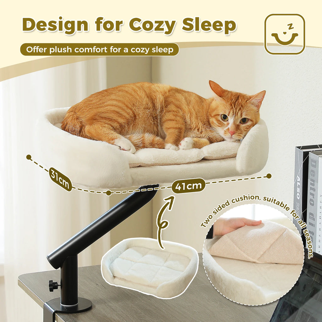 360° Rotatable Cat Bed and Stand for Desk
