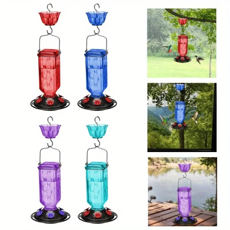 Outdoor Hanging Glass Bird Feeder 6 Ports