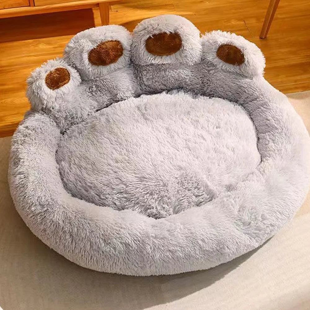 Dog Cat Paw Bed Fluffy Pet Bed
