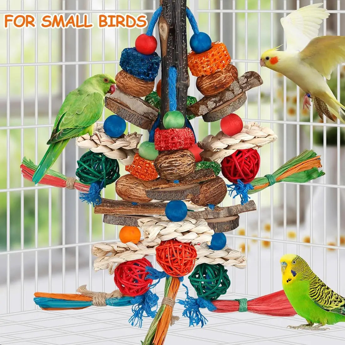 Natural Parrot Chewing Toy for Small to Medium Birds