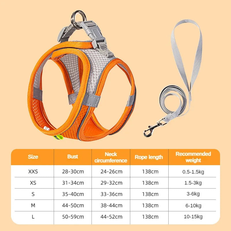 Adjustable Dog Cat Harness Vest Pet Leash