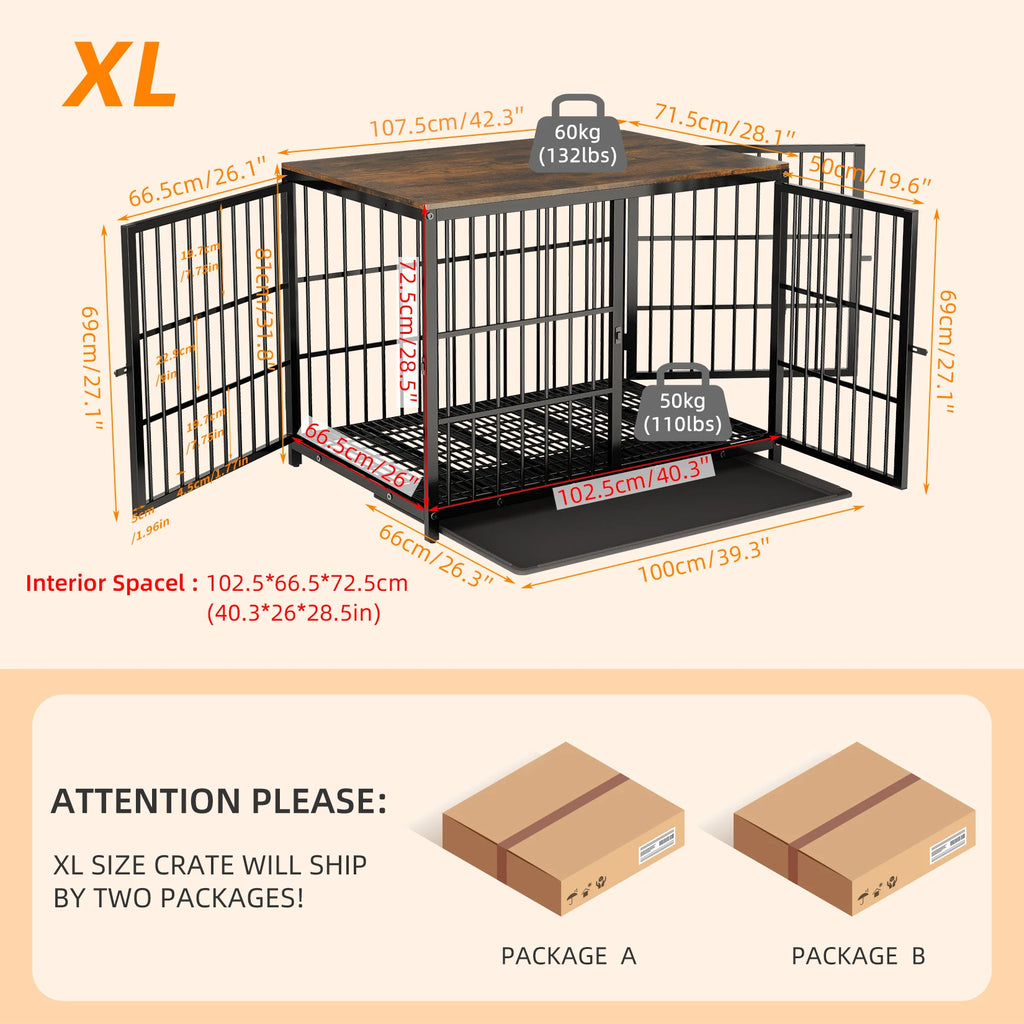 Furniture Style Dog Crate Kennel 3 Doors