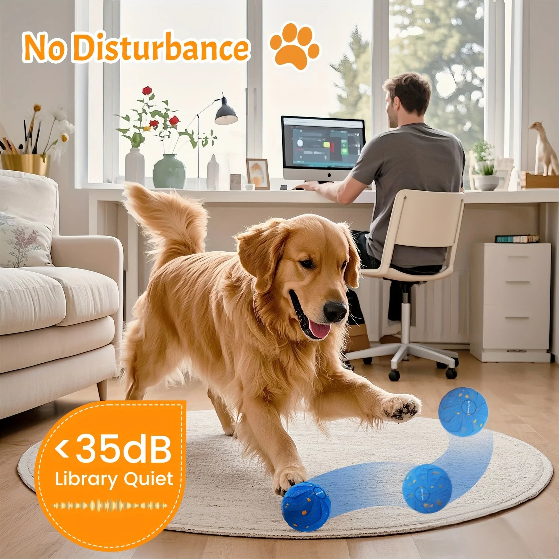Large Interactive Dog Ball With Auto-Rolling Motion