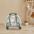 Pink/Green Breathable Pet Dog Cat Carrier with Wheels