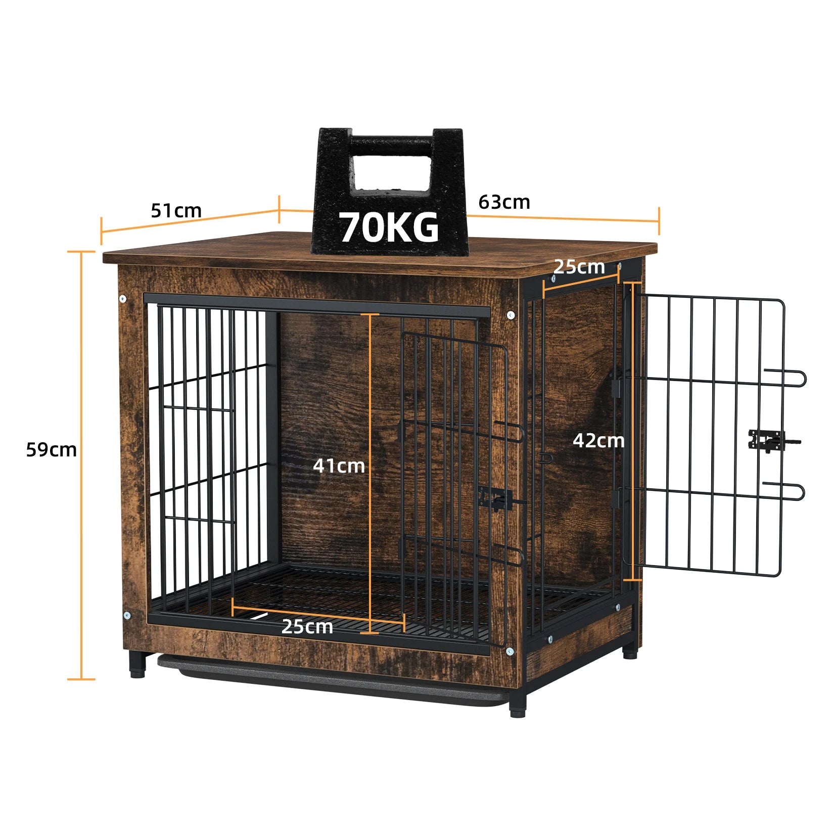 Pet Dog Cage Kennel End Table with 2 Doors