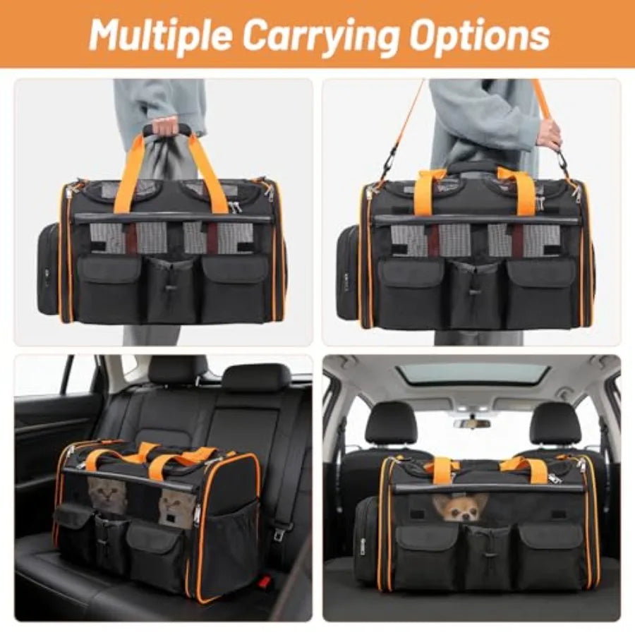 Large Dual Pet Carrier with Removable Divider