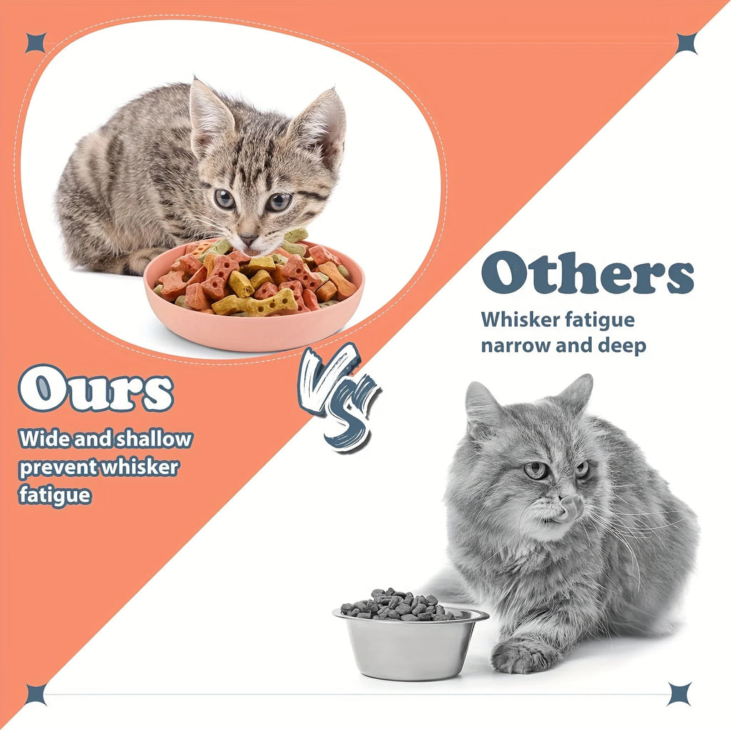 4pcs Shallow Colorful Cat Food and Water Bowls